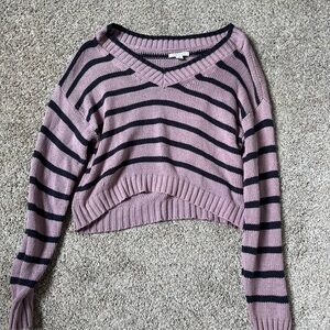 Purple AE sweater with navy stripes